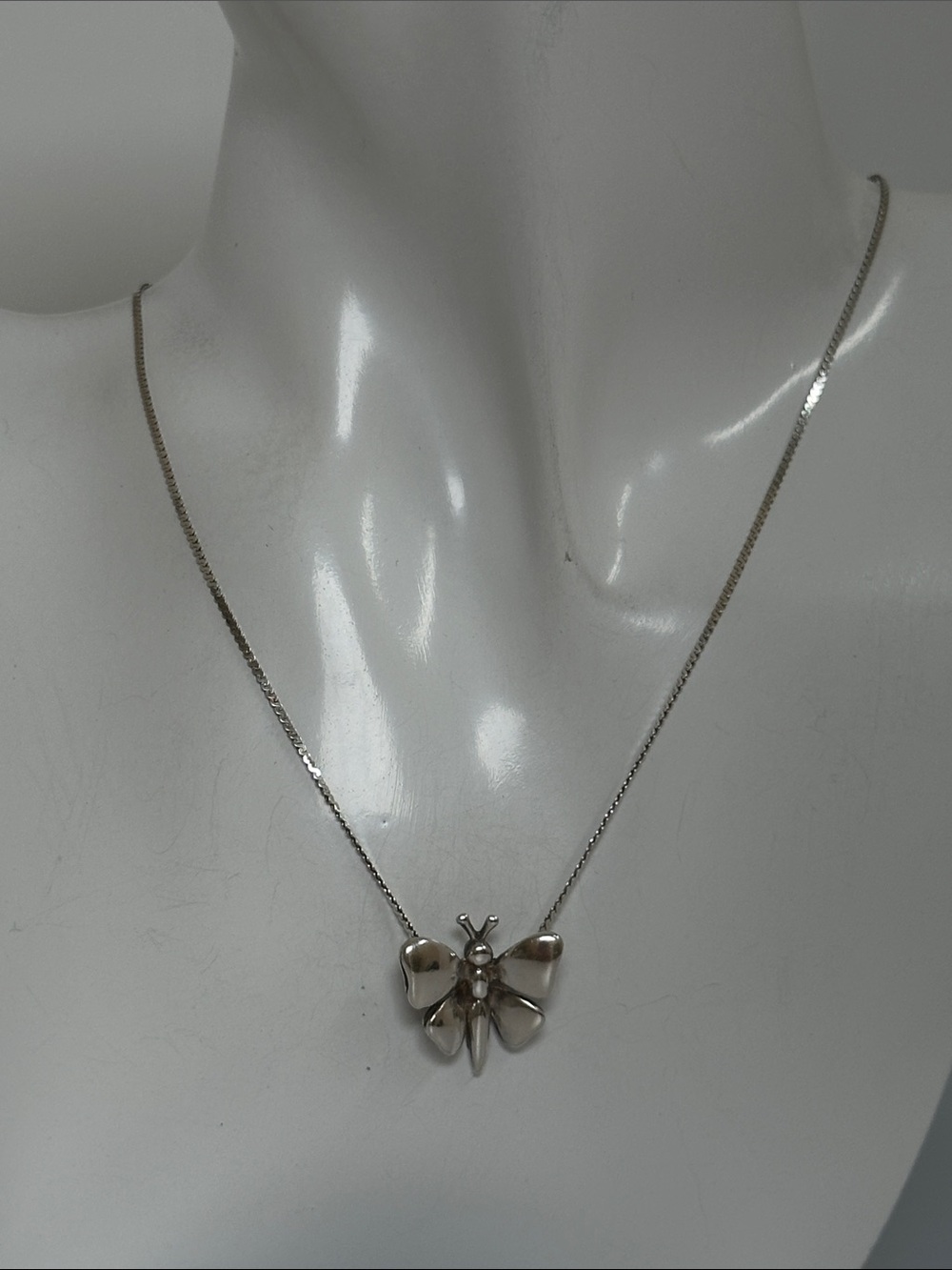 925 Sterling Silver Delicate Silver Butterfly Necklace made in Italy